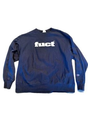 FUCT x Champion Reverse Weave Navy  Crewneck 2XL Swag Era Streetwear